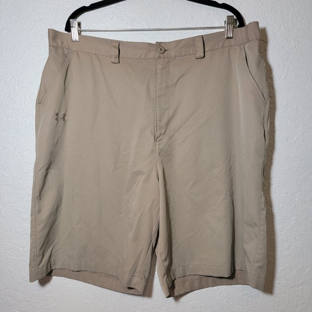 Under Armour UA Performance Golf Shorts Mens Size 40 Khaki Beige Tan 10" Inseam
